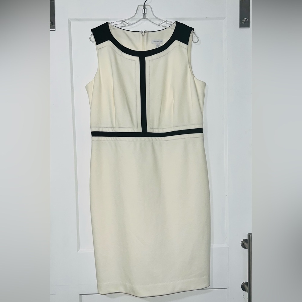 Charter Club Cream and Black Midi Dress